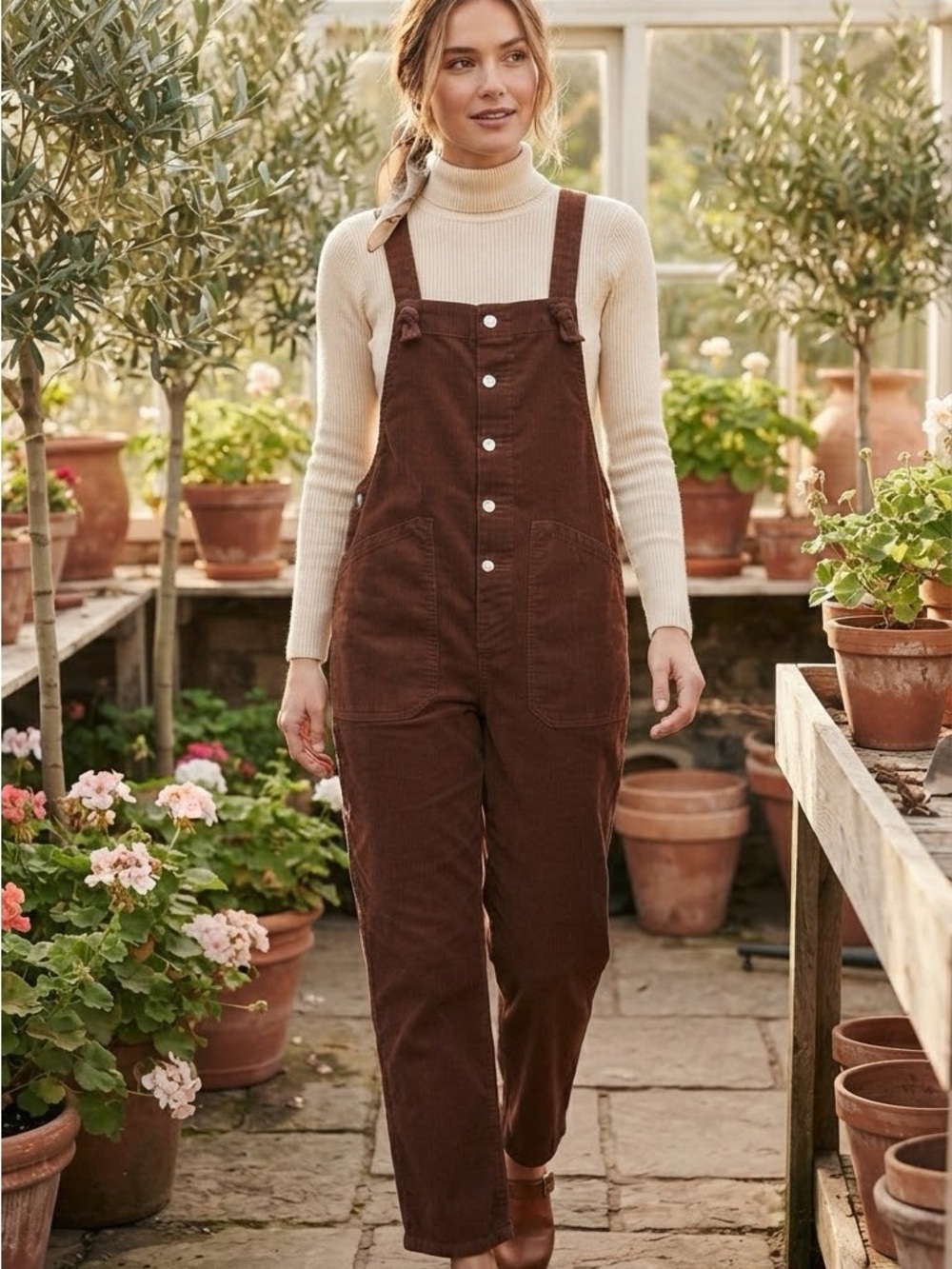 easel Brown Corduroy Kids Overalls with Front Pockets